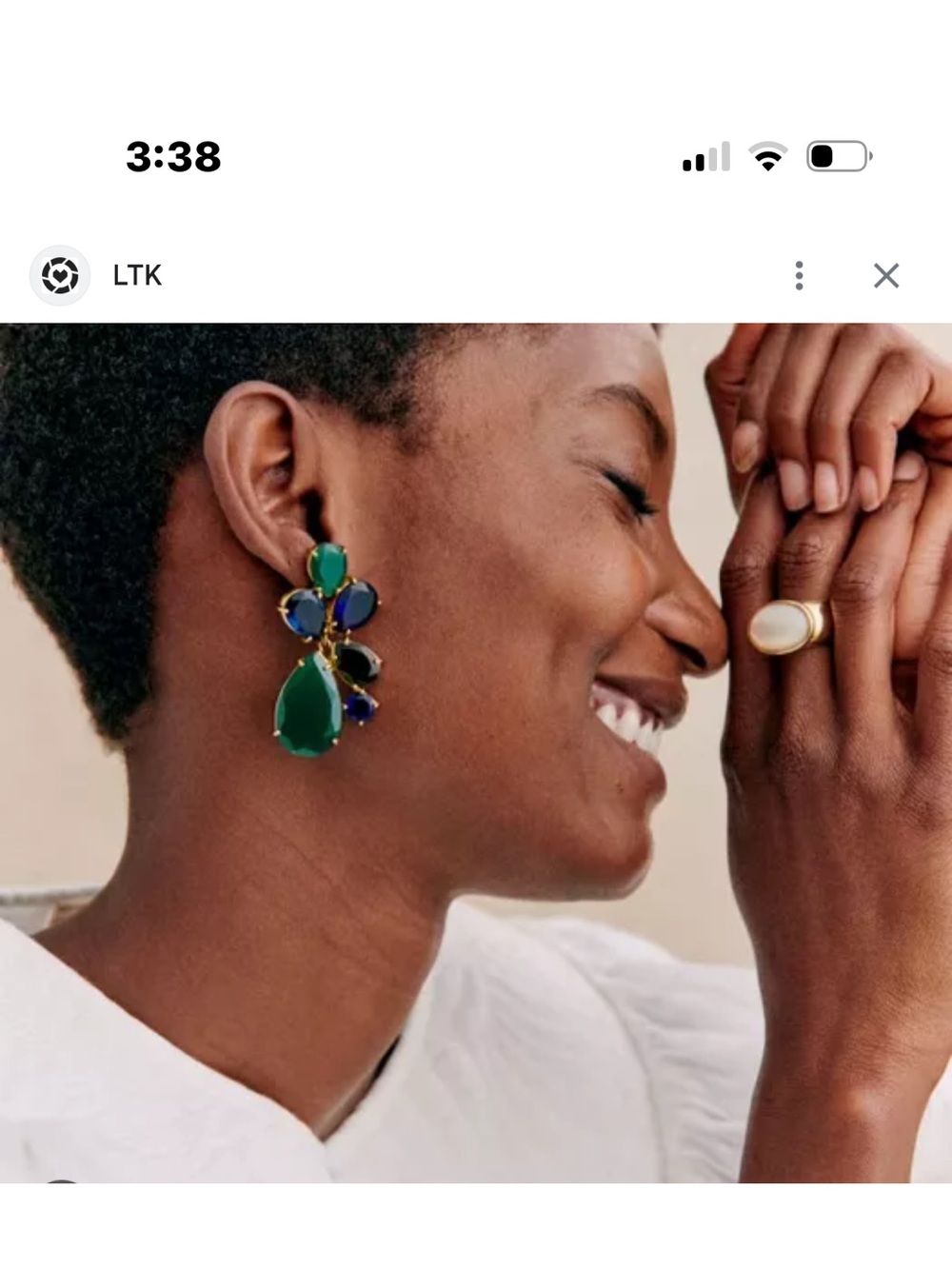 Sezane Green, Blue and Brown Teardrop Statement Earrings